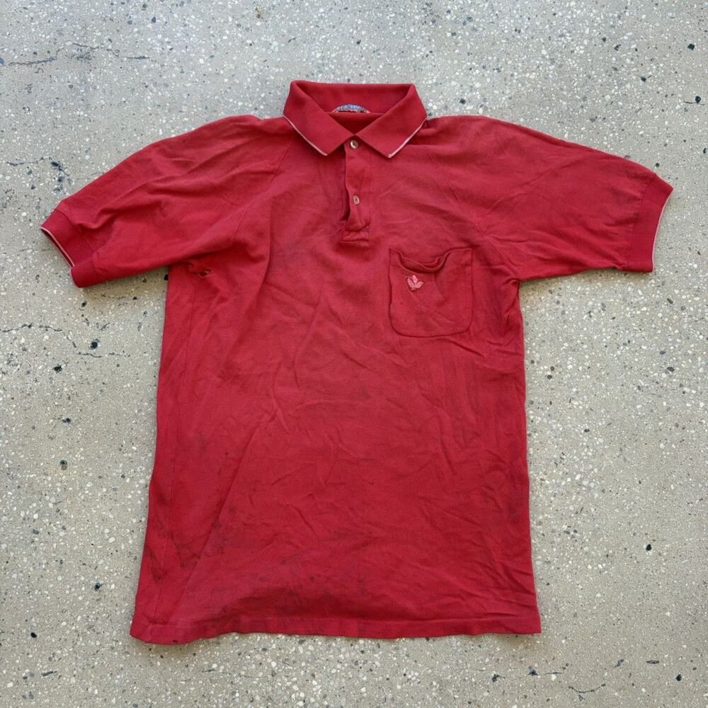 Vintage 60s Hanes Red Faded Distressed Polo Shirt